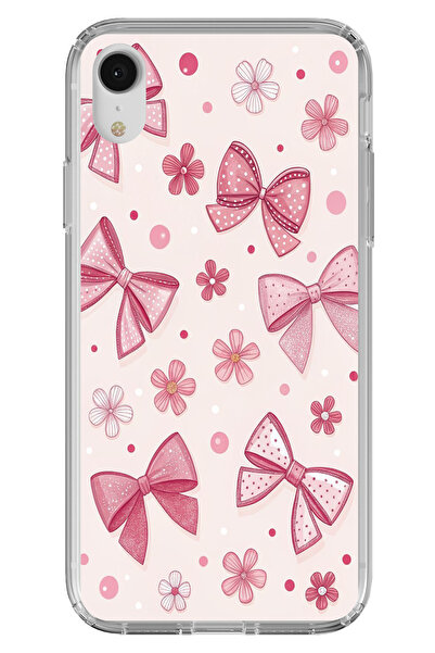 TechTree iPhone Xr Compatible Pink Bow, Flower and Polka Dot Printed Silicone...
