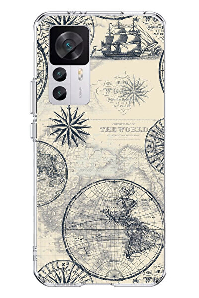 TechTree حافظة سيليكون متوافقة مع Xiaomi Mi 12T-12T PRO وخرائط العالم القديمة...