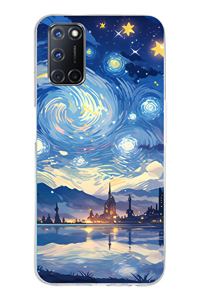 TechTree حافظة سيليكون متوافقة مع هاتف OPPO A52-A72-92 بتصميم السماء المرصعة ...