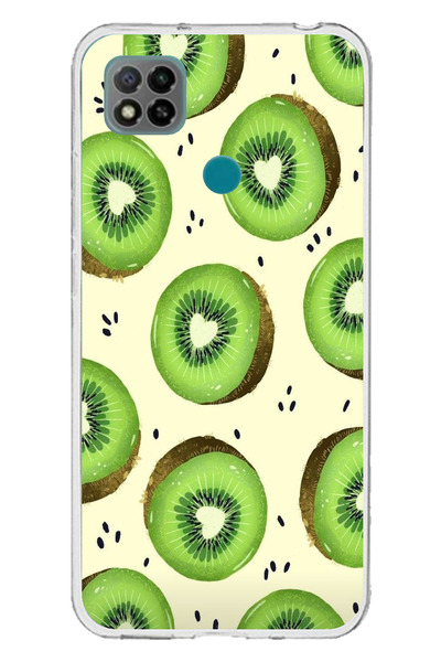 TechTree Redmi 9C / 10A Compatible Green Kiwi Slices and Heart Core Printed Silicone Case