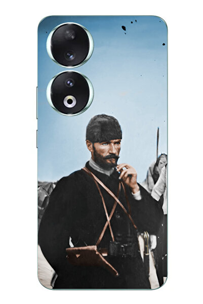 TechTree حافظة سيليكون متوافقة مع هاتف Honor 90 Ataturk Frontline مطبوع