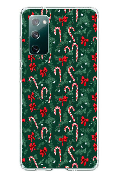 TechTree حافظة سيليكون متوافقة مع هاتف سامسونج جالاكسي S20 FE لعيد الميلاد وشجرة الصنوبر وعصا الحلوى مطبوع