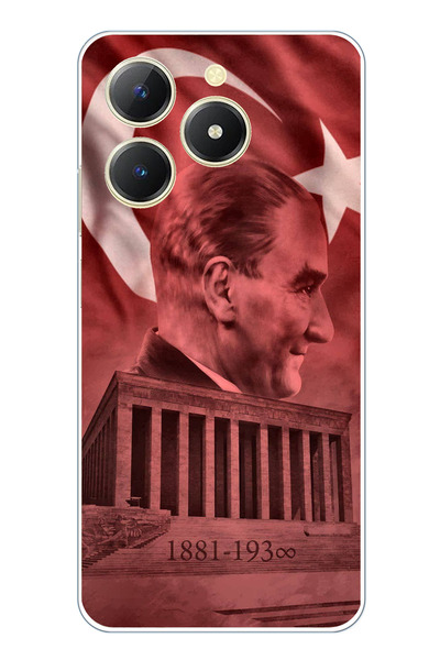 TechTree جراب سيليكون متوافق مع Realme C61 يحمل صورة أتاتورك وانيماتيكابير مطبوع