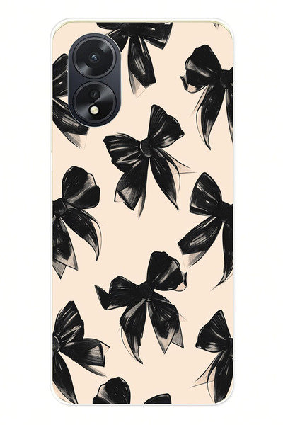 TechTree حافظة سيليكون متوافقة مع هاتف اوبو A38 باللون الأسود مطبوع