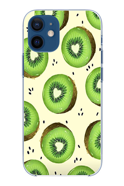 TechTree حافظة سيليكون متوافقة مع هاتف iPhone 12 Mini وشرائح الكيوي الأخضر وق...