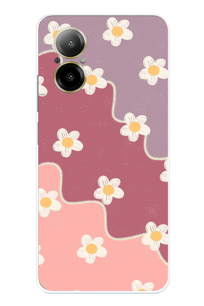 TechTree حافظة سيليكون متوافقة مع هاتف Realme 12 Lite بلون الورد المجفف والأر...