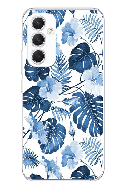 TechTree حافظة سيليكون مطبوع متوافقة مع هاتف سامسونج جالاكسي A54 بنمط أوراق ا...