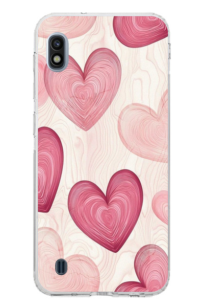 TechTree حافظة سيليكون متوافقة مع هاتف سامسونج جالاكسي A10 باللون الوردي الخطوي مطبوع