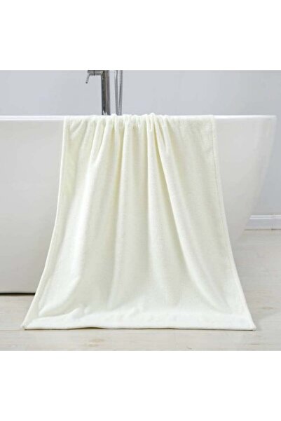 Melen منشفة إيشيل من الصوف المرجاني - مقاس متوسط - 70 × 140 - كريمي