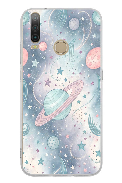 TechTree حافظة سيليكون متوافقة مع جهاز General Mobile GM 10 Soft Colorful Planets مطبوع