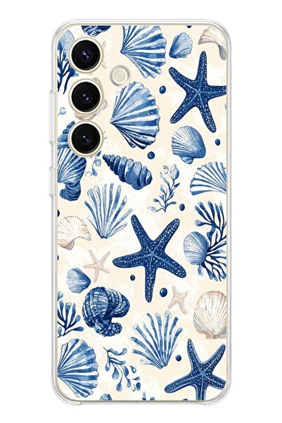 TechTree حافظة سيليكون مطبوع متوافقة مع هاتف سامسونج جالاكسي S24 بنمط صدفة ال...