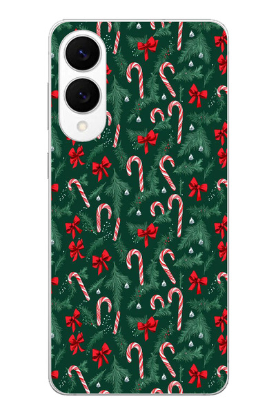 TechTree Samsung Galaxy S25 Edge Compatible Christmas Tree and Candy Cane Printed Silicone Case