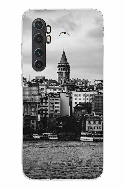 TechTree جراب سيليكون مطبوع متوافق مع هاتف Mi Note 10 Lite مع مناظر برج غالات...