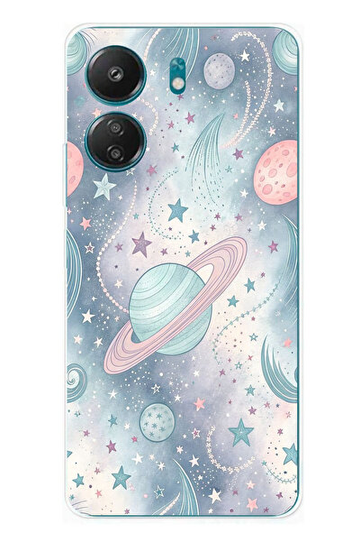 TechTree Redmi 13C Compatible Soft Colorful Planets Printed Silicone Case