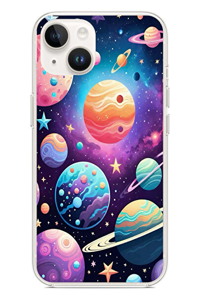 TechTree حافظة سيليكون مطبوع متوافقة مع هاتف iPhone 14 PLUS بنمط الفضاء والكو...