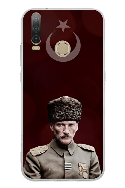 TechTree حافظة سيليكون متوافقة مع جهاز General Mobile GM 10 Moon Star ورئيس القائد أتاتورك مطبوع