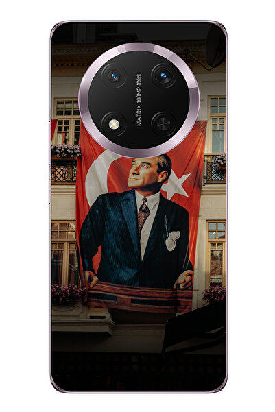 TechTree حافظة سيليكون متوافقة مع هاتف Honor Magic 7 Lite بتفاصيل العلم العمل...