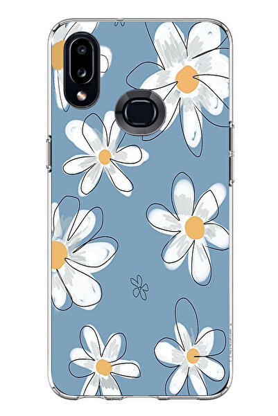 TechTree حافظة سيليكون متوافقة مع هاتف سامسونج جالاكسي A10S باللون الأزرق ديز...