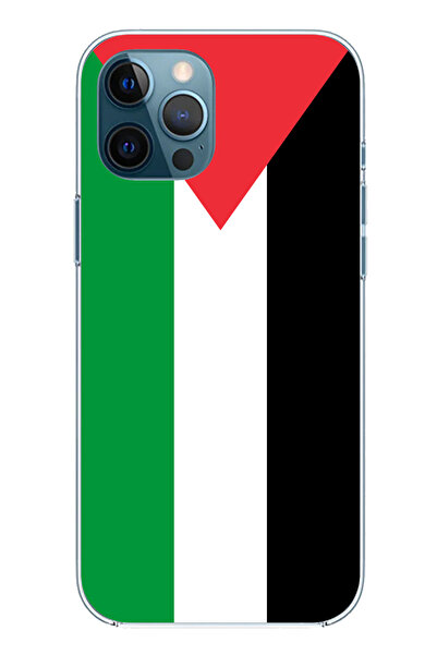 TechTree حافظة سيليكون متوافقة مع هاتف iPhone 12 PRO MAX بعلم فلسطين مطبوع