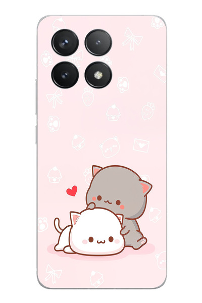 TechTree حافظة سيليكون متوافقة مع POCO F6 PRO من Cute and Remontic Cats مطبوع