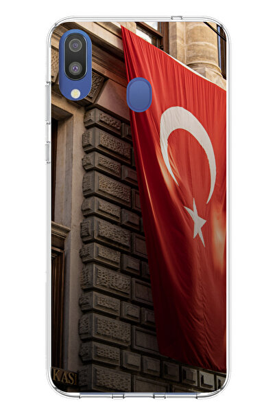 TechTree حافظة سيليكون متوافقة مع هاتف سامسونج جالاكسي M20 بعلم تركيا مطبوع