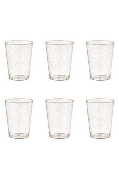 OEM Set of Reusable Plastic Shot Glasses with Golden Glitter 60 ml - 30 pcs