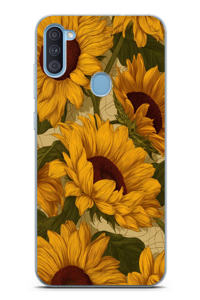 TechTree حافظة سيليكون متوافقة مع هاتف سامسونج جالاكسي A11-M11 باللون الأصفر الذهبي مطبوع