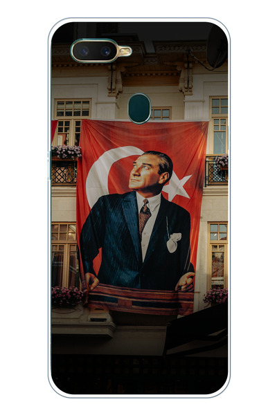 TechTree حافظة سيليكون متوافقة مع هاتف اوبو A5S-AX7-A12 بتفاصيل العلم العملاق...