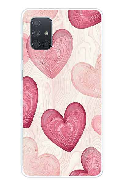 TechTree حافظة سيليكون متوافقة مع هاتف سامسونج جالاكسي A71 باللون الوردي الخطوي مطبوع