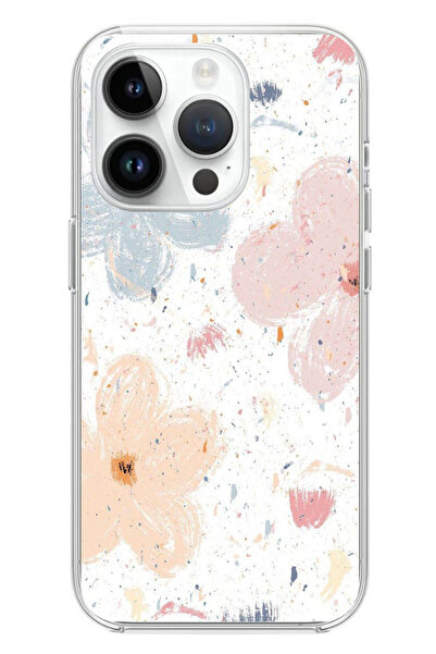 TechTree حافظة سيليكون مطبوع متوافقة مع هاتف iPhone 14 PRO بنمط زهور تجريدية ...