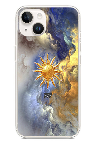 TechTree حافظة سيليكون متوافقة مع هاتف iPhone 14 PLUS 777 بتصميم الشمس والسحا...