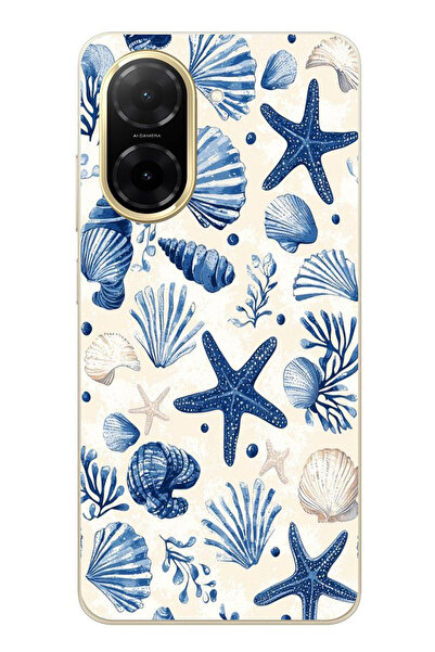 TechTree Printed Silicone Case Compatible with Redmi A5 Blue Sea Shell and Star Pattern