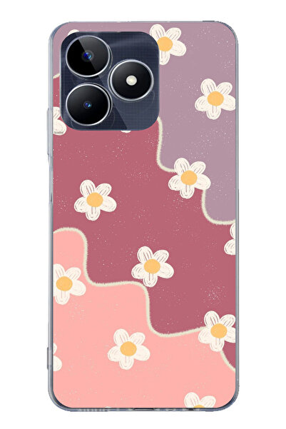 TechTree حافظة سيليكون متوافقة مع هاتف Realme C53 بلون وردي مجفف ولون أرجواني...