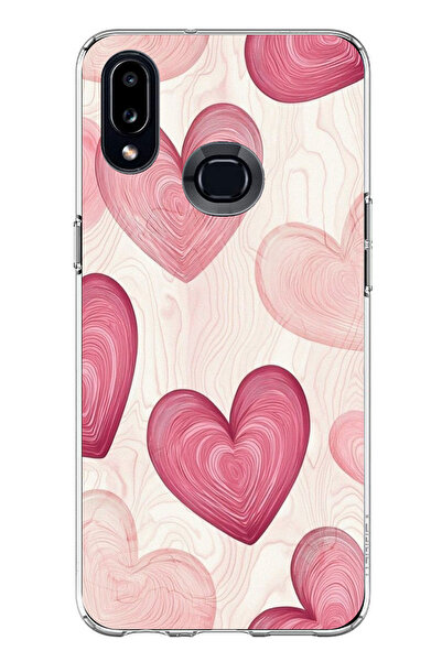 TechTree حافظة سيليكون متوافقة مع هاتف سامسونج جالاكسي A10S باللون الوردي الخطوي مطبوع