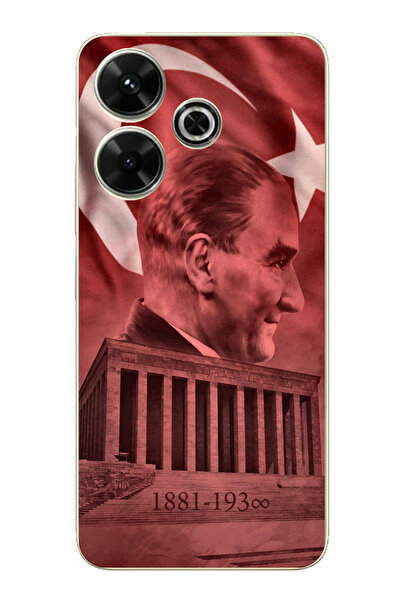 TechTree حافظة سيليكون متوافقة مع Redmi 13 تحمل صورة أتاتورك وانيماتيكابير مطبوع