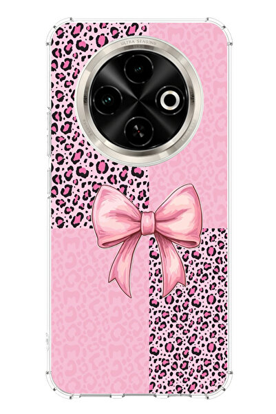 TechTree حافظة سيليكون متوافقة مع هاتف Tecno Spark 30C بنمط الفهد الوردي وشري...