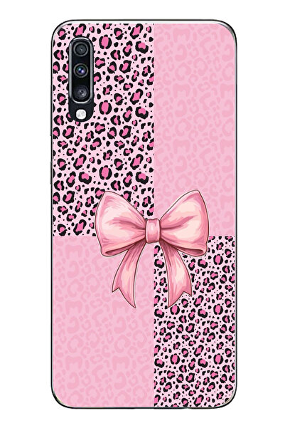 TechTree حافظة سيليكون متوافقة مع هاتف سامسونج جالاكسي A70 بنمط الفهد الوردي ...