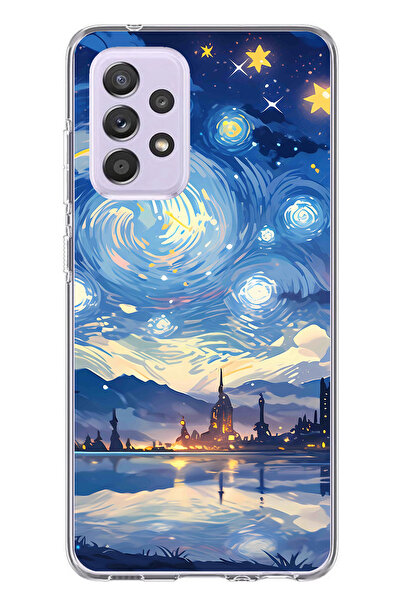 TechTree حافظة سيليكون متوافقة مع هاتف سامسونج جالاكسي A72 بتصميم السماء المر...