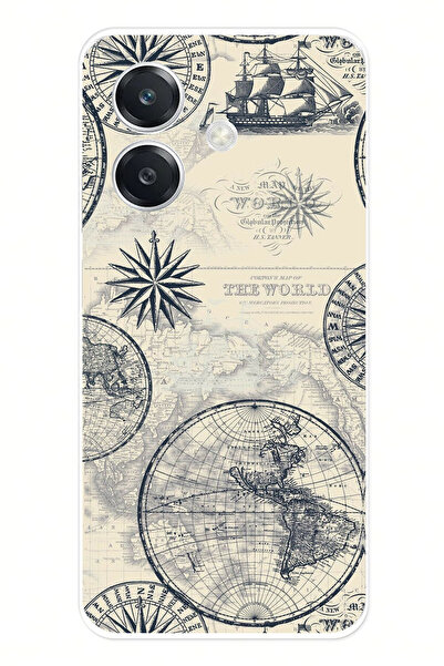 TechTree حافظة سيليكون متوافقة مع هاتف OPPO A3 وخرائط العالم القديمة والبوصلة...