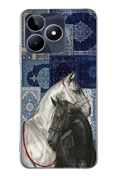 TechTree حافظة سيليكون متوافقة مع هاتف Realme C53 باللون الأزرق بنمط كليم بال...