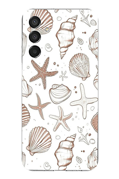 TechTree حافظة سيليكون مطبوع متوافقة مع هاتف سامسونج جالاكسي M15 باللون البني ونجم البحر والصدف