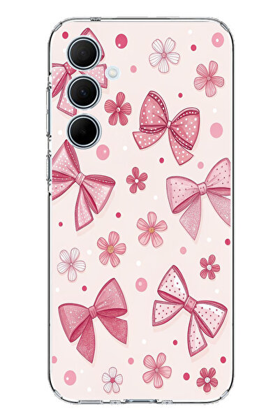 TechTree حافظة سيليكون متوافقة مع هاتف سامسونج جالاكسي A35، بتصميم فيونكة ورد...