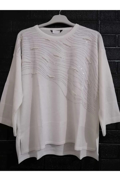 anne moda ankara 1st quality knitwear, glittering, three quarter sleeves, comfortable fit, cotton sweater