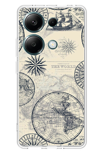 TechTree حافظة سيليكون متوافقة مع هاتف Redmi Note 13 PRO 4G مع خريطة العالم ا...