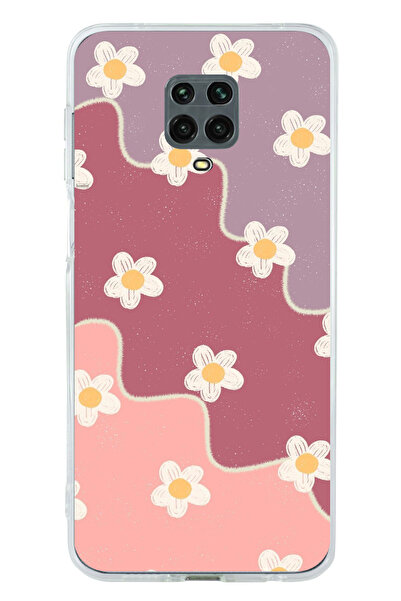 TechTree حافظة سيليكون متوافقة مع هاتف Redmi Note 9 PRO-9S بلون الورد المجفف والليلكي المموج مطبوع