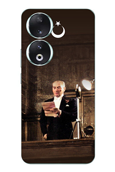 TechTree حافظة سيليكون متوافقة مع هاتف Honor 90 من أتاتورك First Speech B مطبوع