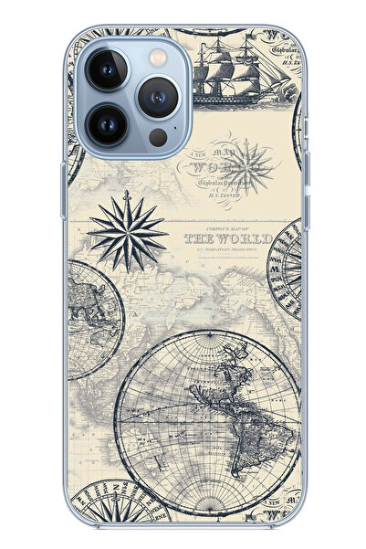 TechTree حافظة سيليكون متوافقة مع هاتف iPhone 13 PRO MAX وخرائط العالم القديم...