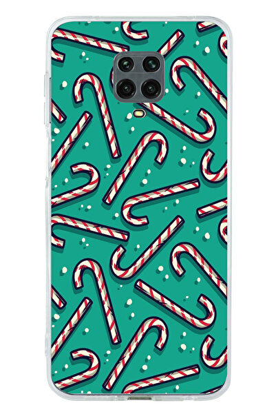 TechTree Printed Silicone Case Compatible with Redmi Note 9 Pro-9S with Christmas Spirit Candy Cane and Snowflake