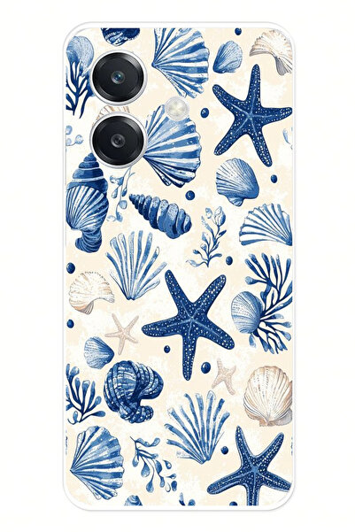 TechTree حافظة سيليكون مطبوع متوافقة مع هاتف OPPO A3 بنمط صدفة البحر الزرقاء ...