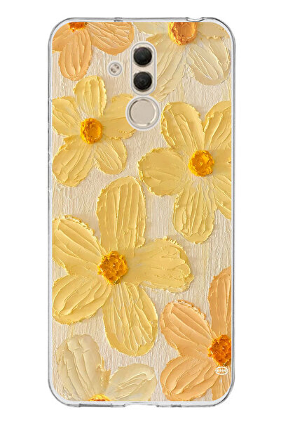 TechTree حافظة سيليكون متوافقة مع هاتف هواوي ميت 20 لايت بلون أصفر ديزي مطبوع